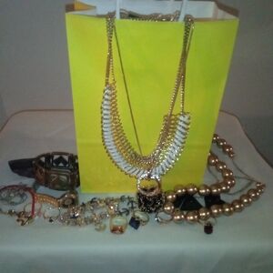 Gold Tone Jewelry Mystery Bundle All Wearable Jewelry